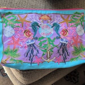 Estee Lauder Sea Life Cosmetic Pouch with Pink and Blue, So Cute. 10" X 7"
